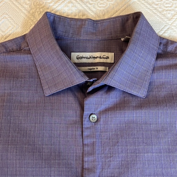💥💥Calvin Klein XL Purple Gingham Dress Shirt - Picture 3 of 10